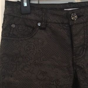 Metallic lace patterned jeans